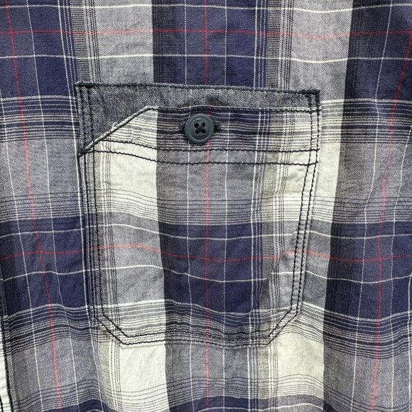 Levi Strauss Levi's Men's Casual Button Up Shirt Short Sleeve Plaid Blue Size XL - Picture 4 of 8